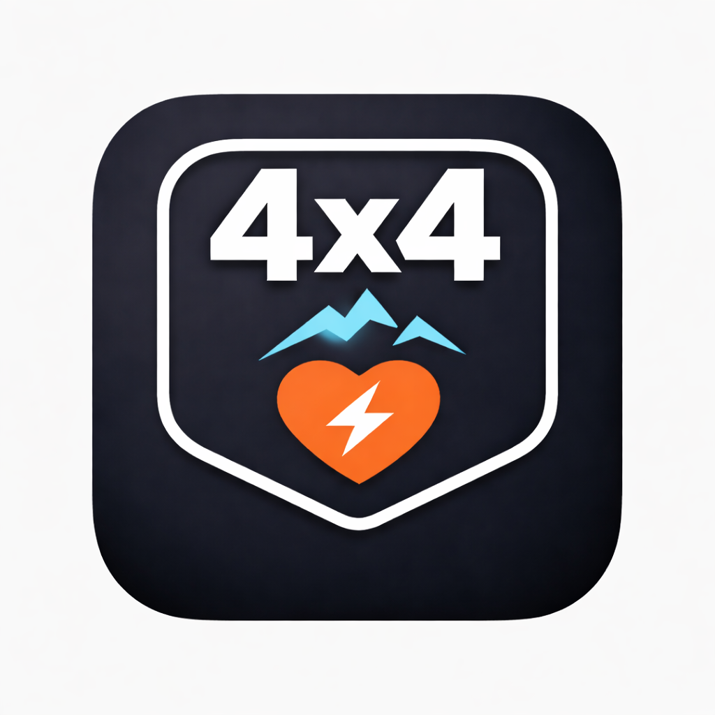 4x4 Timer app icon – minimalist interval timer for Norwegian 4x4 protocol