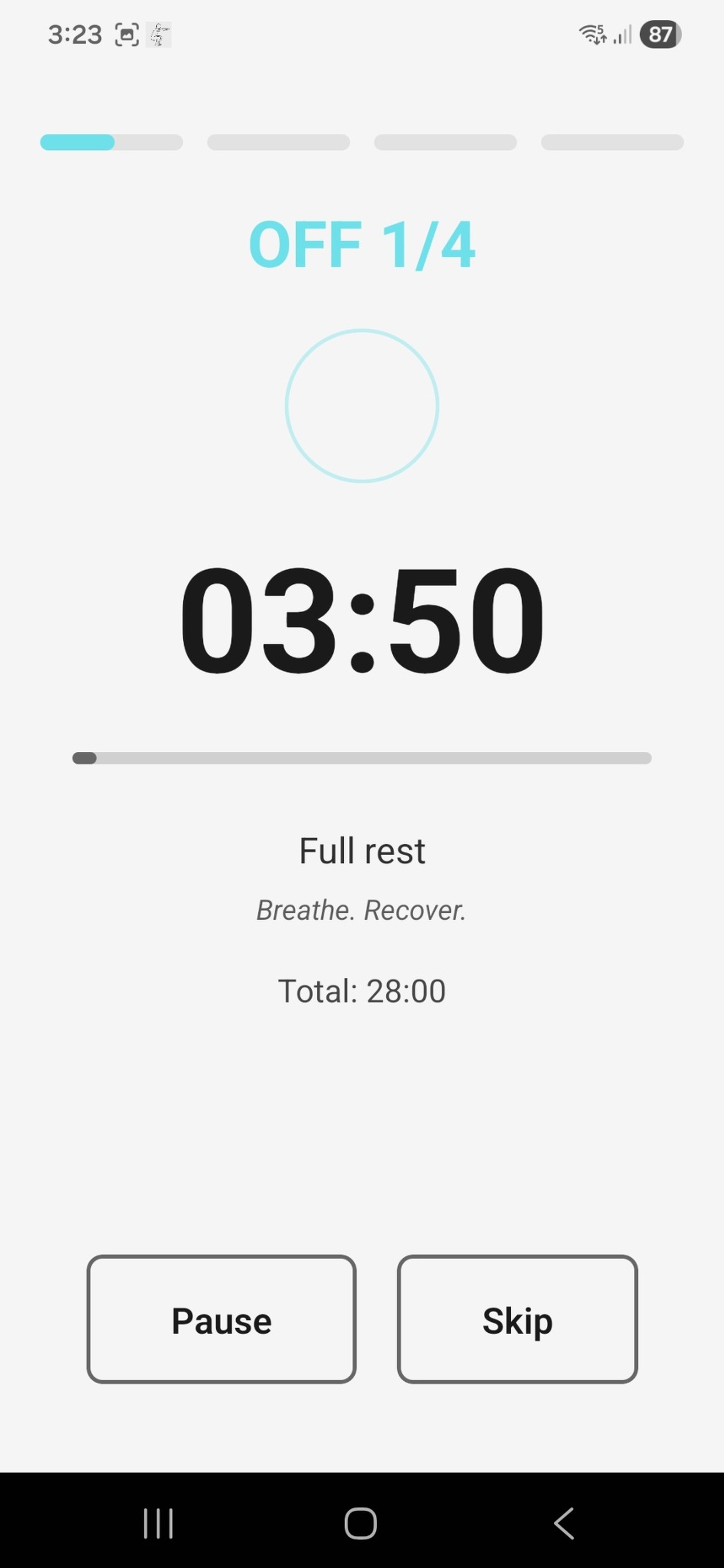 4x4 Timer workout in progress