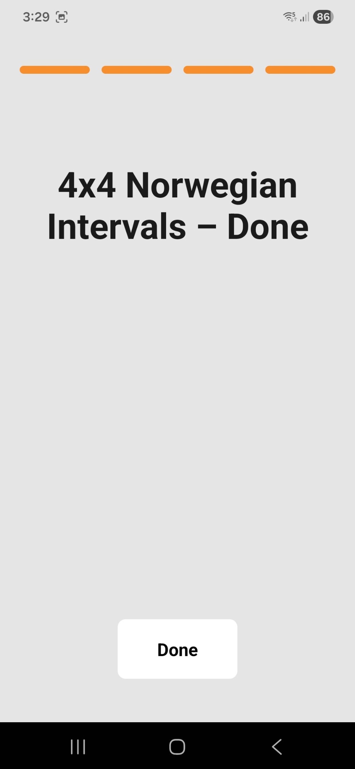 4x4 Timer workout complete