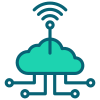 a blue and green cloud with a wifi signal