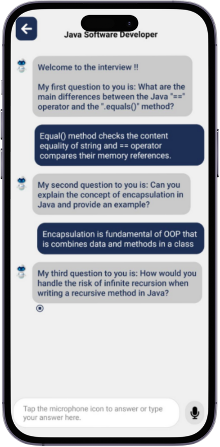 The AI Interviewer App 2 Mobile Mockup of The AI Interviewer App