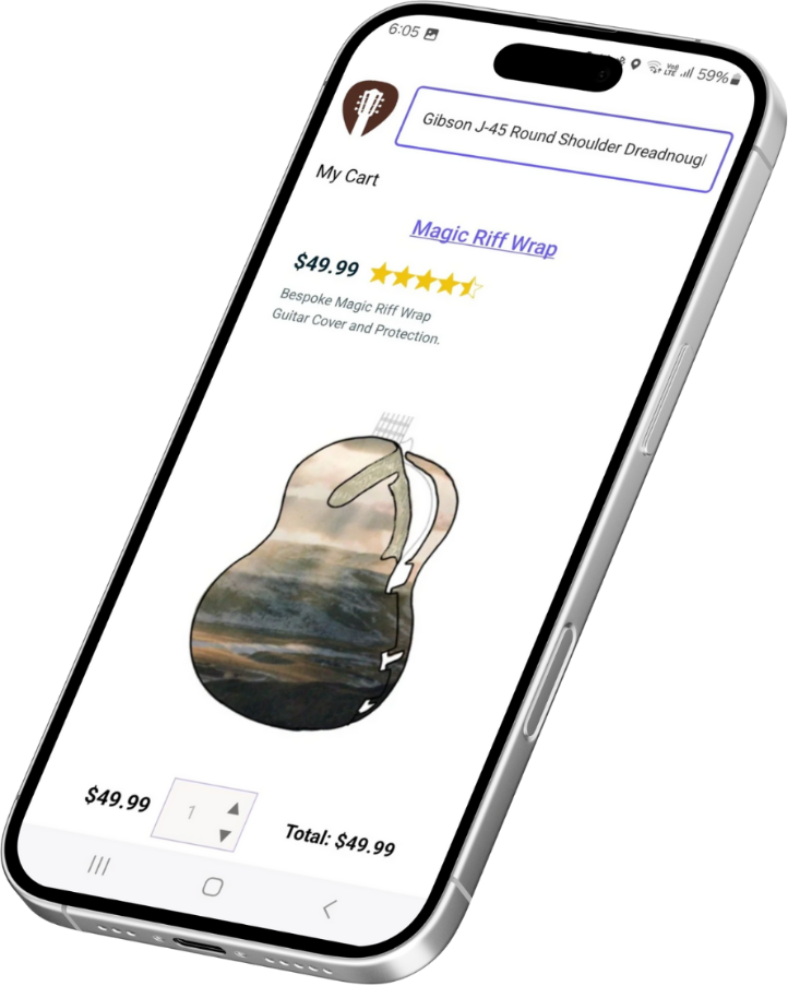 Mobile Mockup of The Riff Wrap App - AI in E-commerce